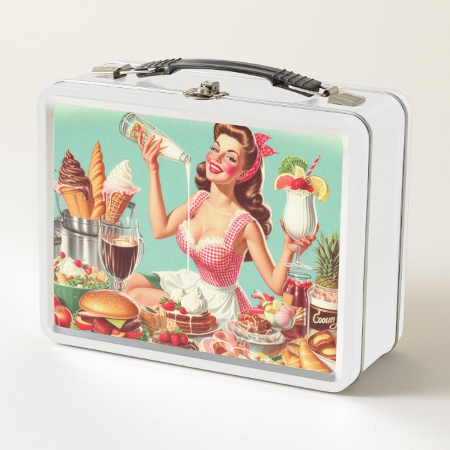 Lunch Box Illustration vintage de l'alimentation (Devant)