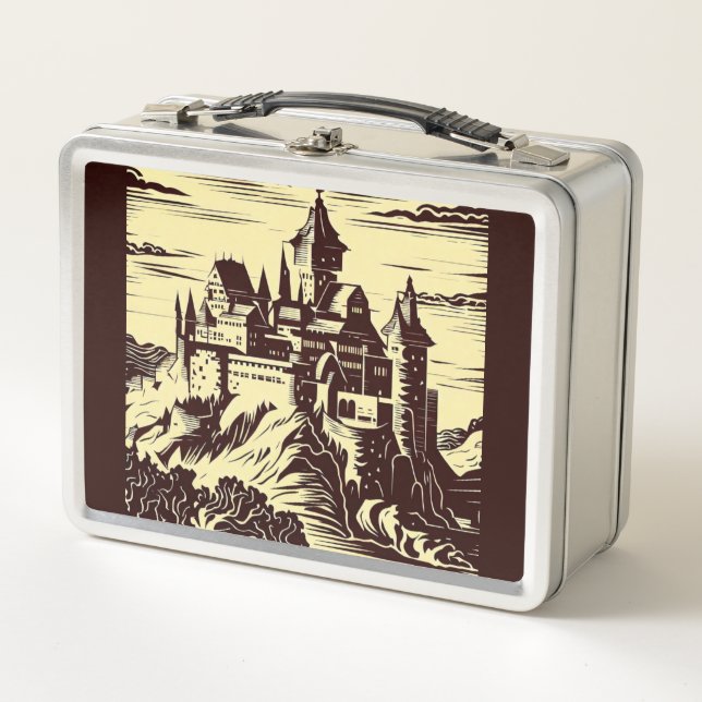 Lunch Box Imaginaire Château médiéval - Style boisé japonais (Devant)