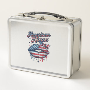 Lunch Box Infirmière Américaine Lips Patriotic Vector Design
