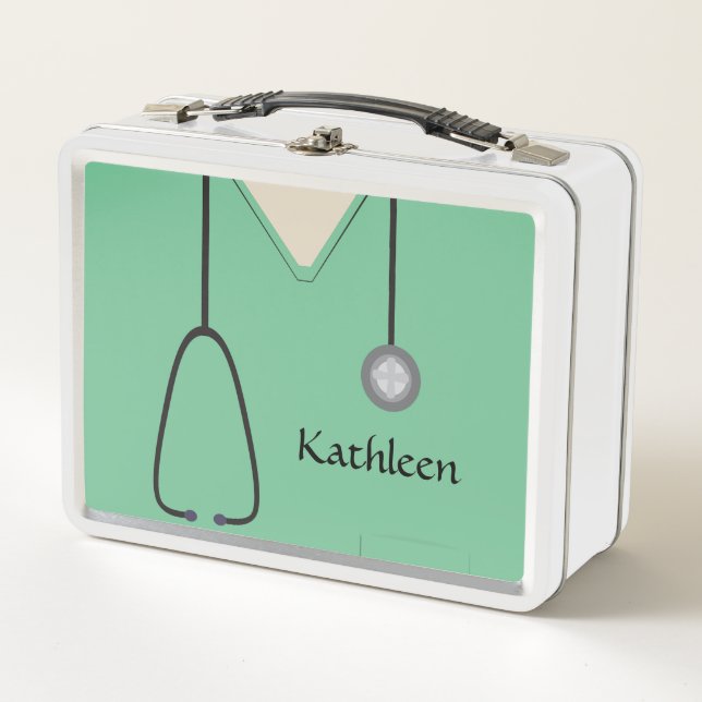 Lunch Box Infirmière sur mesure Médicale Scrubs vert clair (Devant)