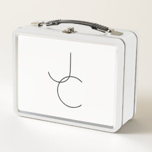 Lunch Box Initiales de chevauchement modernes 2 Noir en bl