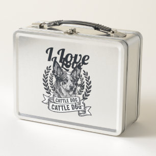 Lunch Box J'aime mon chien de troupeau design de gravure vin