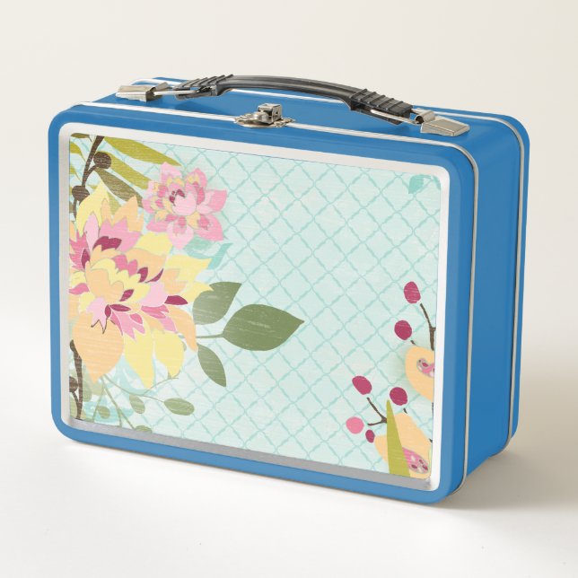 Lunch Box Jardin floral, Arrière - plan bleu (Devant)