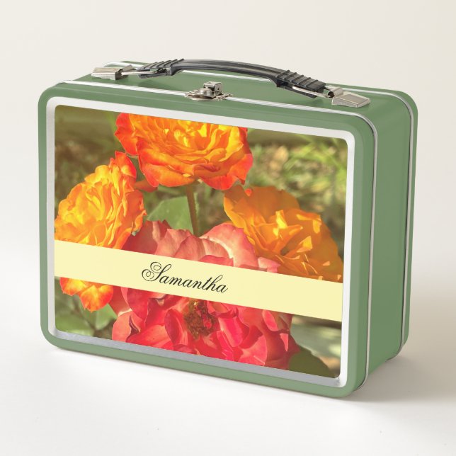 Lunch Box Jardin Orange Et Fleur Rouge (Devant)