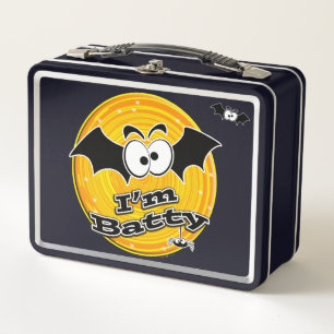 Lunch Box Je suis Batty Orange et Yellow Swirl