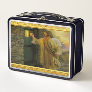 Lunch Box Jésus à votre porte avec une conception de feuil
