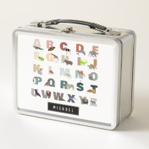 Lunch Box Joli Alphabet ABC Animaux Nom personnalisé École