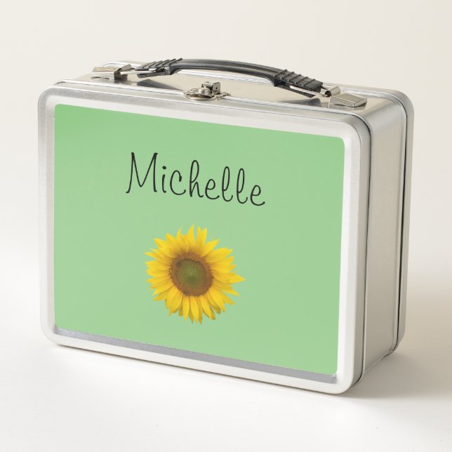 Lunch Box Joli tournesol Monogramme vert (Devant)