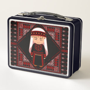 Lunch Box jolie fille palestinienne Broderie rouge tatreez