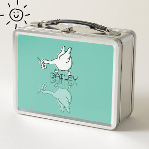 Lunch Box Jolie oie sarcelle réflexion Doodle nom personnali