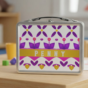 Lunch Box Jolies Fleurs Féminines Et Cœurs Personnalisés