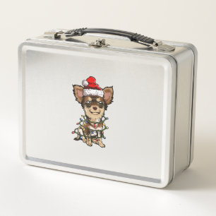 Lunch Box Jote Chihuahua Père Noël Feux de Noël Joyeux Noël
