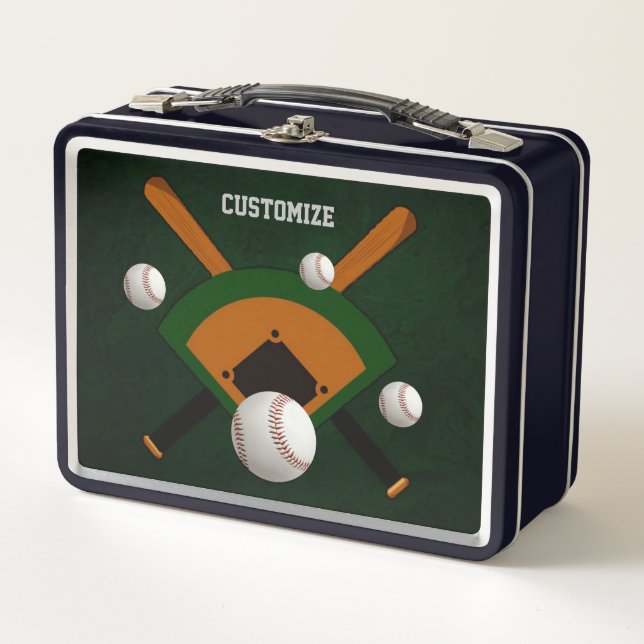 Lunch Box Jouer de base-ball personnalisé (Devant)