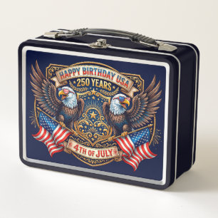 Lunch Box Joyeux Anniversaire USA 250 Ans Aigles Patriotiq