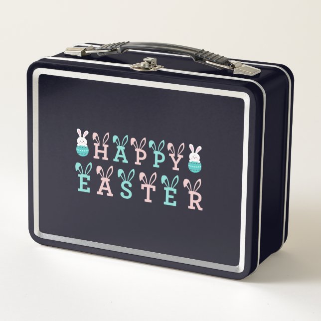 Lunch Box Joyeux voeux de Pâques - Drôle lapin Pâques (Devant)