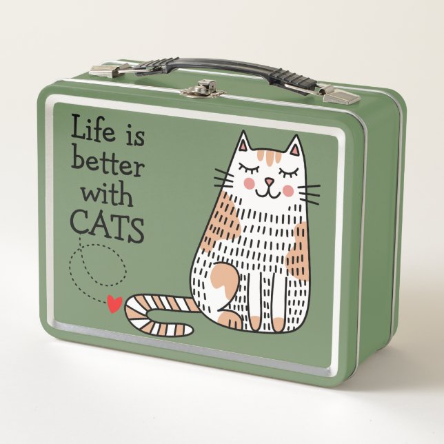 Lunch Box La Vie Est Meilleure Avec Les Chats Doodle (Devant)