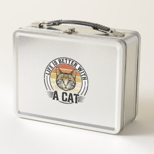Lunch Box La vie est meilleure avec un chat vintage chat con