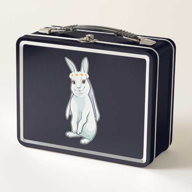 Lunch Box Lapin en mariée avec couronne de fleurs (Devant)