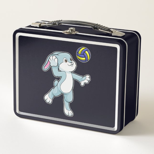 Lunch Box Lapin en sport avec volleyball (Devant)