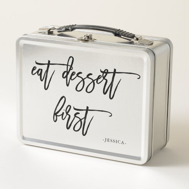 Lunch Box Le manuscrit drôle | mangent le dessert d'abord (Devant)