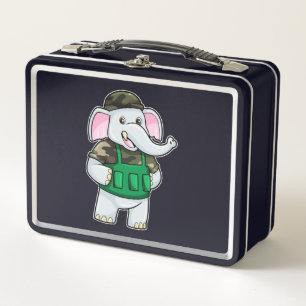Lunch Box L'éléphant comme soldat avec uniforme et casque