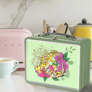 Lunch Box Léopard jaune Gecko Vert