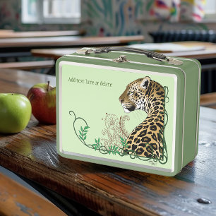 Lunch Box Leopard Wild Cat Green Henna