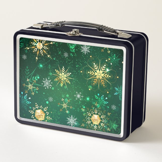 Lunch Box Les flocons dorés de Noël sur l'Arrière - plan ver (Devant)