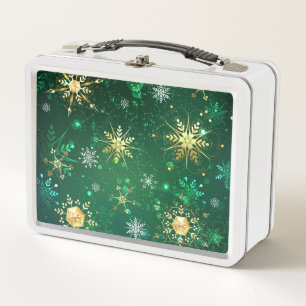 Lunch Box Les flocons dorés de Noël sur l'Arrière - plan ver
