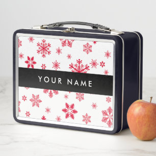 Lunch Box Les flocons rouges, Votre nom, Personnalisez