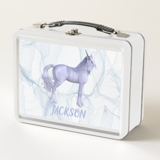 Lunch Box Licorne bleu argenté (Devant)
