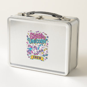 Lunch Box Licorne Skater Licorne Crew Rétro Style Imprimé su