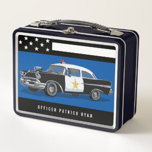 Lunch Box Ligne bleue du drapeau américain de la police Vin