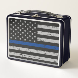 Lunch Box Ligne Bleue Mince - Officier de Police - Drapeau A
