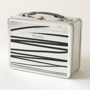 Lunch Box Lignes blanches et noires modernes personnalisées