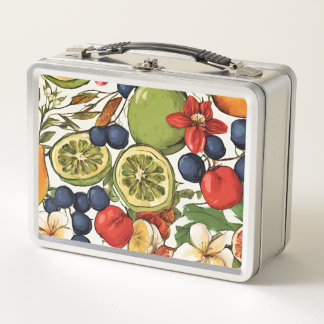 Lunch Box Limes méditerranéennes, citrons et fleurs. Peint