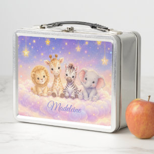 Lunch Box Lion bébé girafe zèbre et éléphant personnalisés 