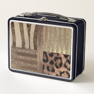 Lunch Box Lionne Safari Chic Jungle Or Moderne Étincelant
