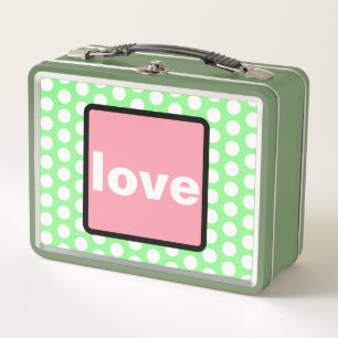 Lunch Box Love Pastel Pink Mint Green Pois