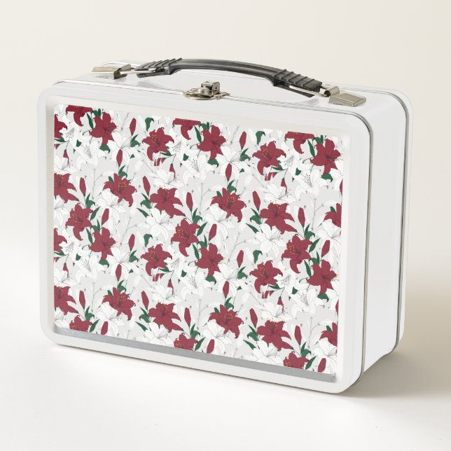 Lunch Box Lys de Noël rouges et blancs (Devant)