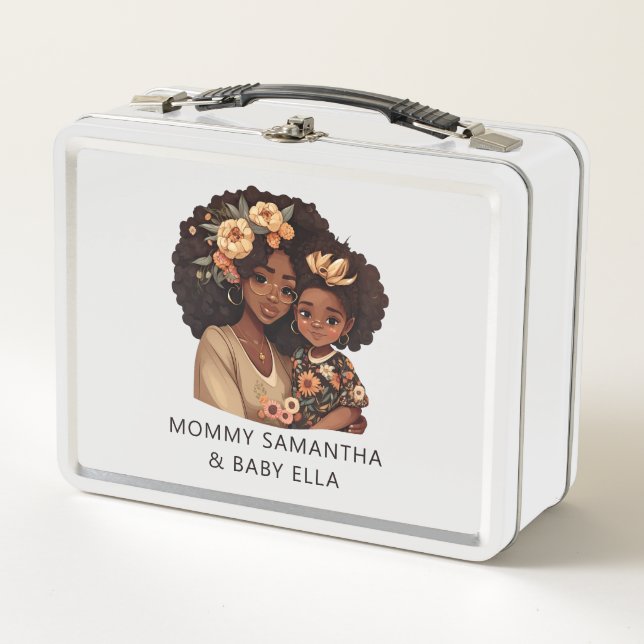 Lunch Box Maman et fille noire personnalisée (19 ans) (Devant)