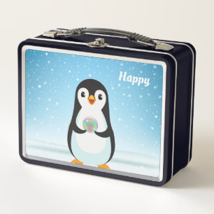 Lunch Box Manchot mignon sur fond bleu clair
