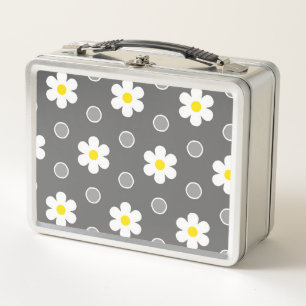 Lunch Box Marguerites et Pois gris et blancs