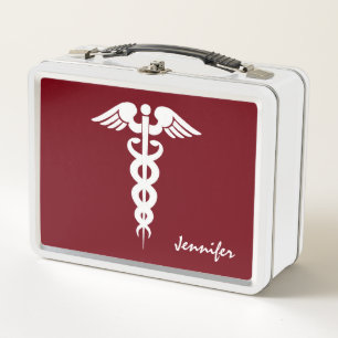Lunch Box Médecin infirmier Caduceus Médicale Sombre Rouge