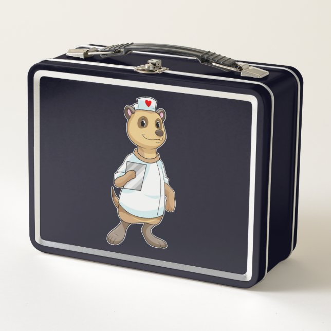 Lunch Box Meerkat comme infirmière avec coeur (Devant)