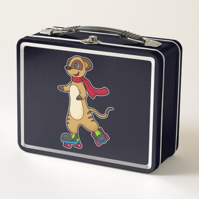 Lunch Box Meerkat comme patineur avec patins à rouleaux (Devant)