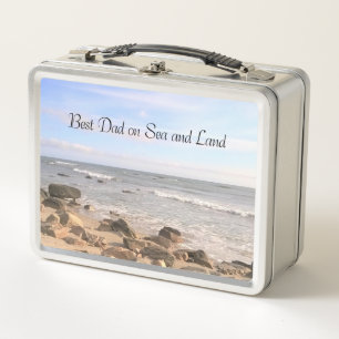 Lunch Box Meilleur papa photo de Wavy Atlantic Ocean Blue Sk