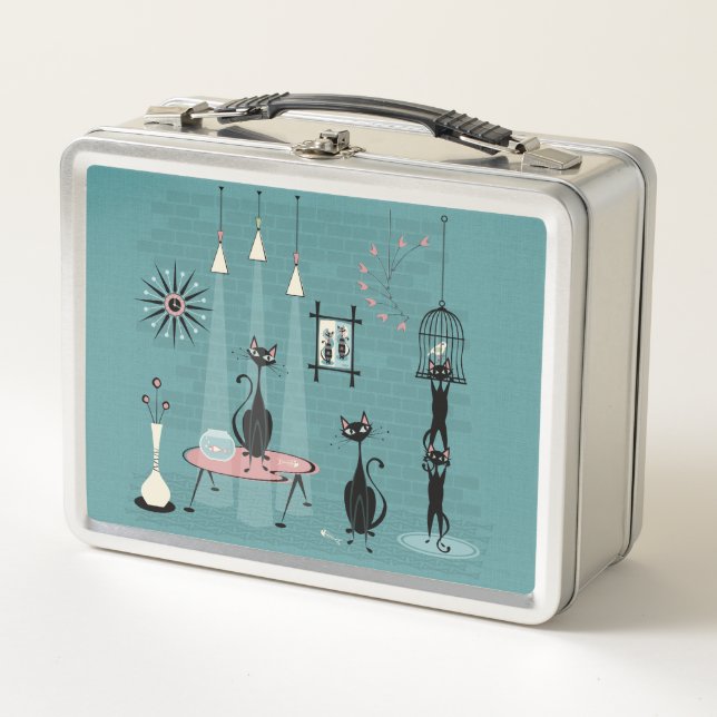 Lunch Box Mi-siècle Kitty Famille Mischief ©studioxtine (Devant)