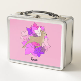 Lunch Box Mignon faon personnalisé avec fleurs roses