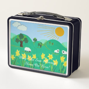 Lunch Box mignon mouton avec arbres collines bleu ciel daffo